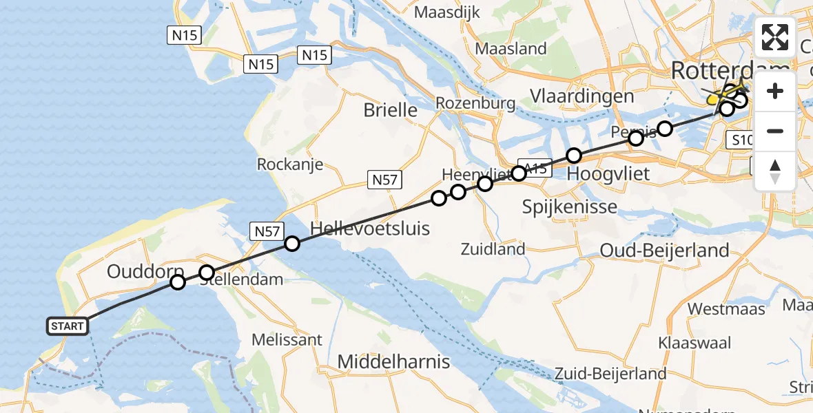 Routekaart van de vlucht: Lifeliner 2 naar Erasmus MC, De Eco Punt