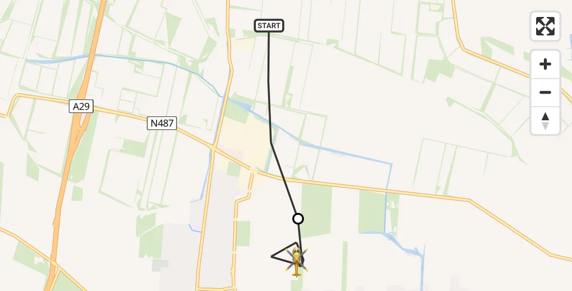 Vluchtroute Traumahelikopter Vliegveld Numansdorp - Numansdorp, 02 februari 2025, 16:07