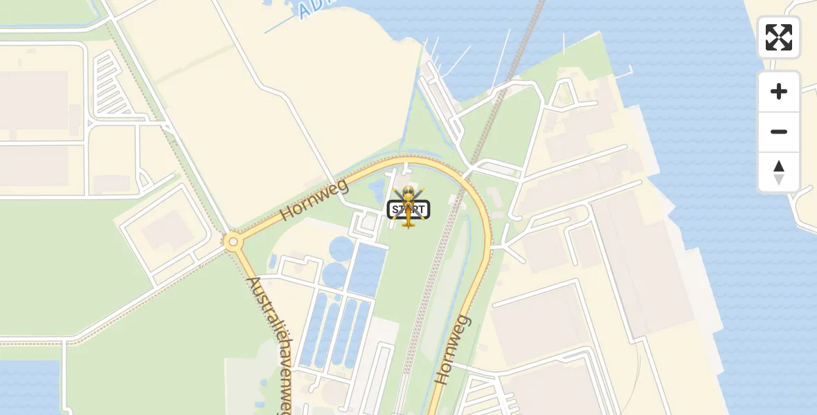 Routekaart van de vlucht: Lifeliner 1 naar Amsterdam Heliport, Hornweg