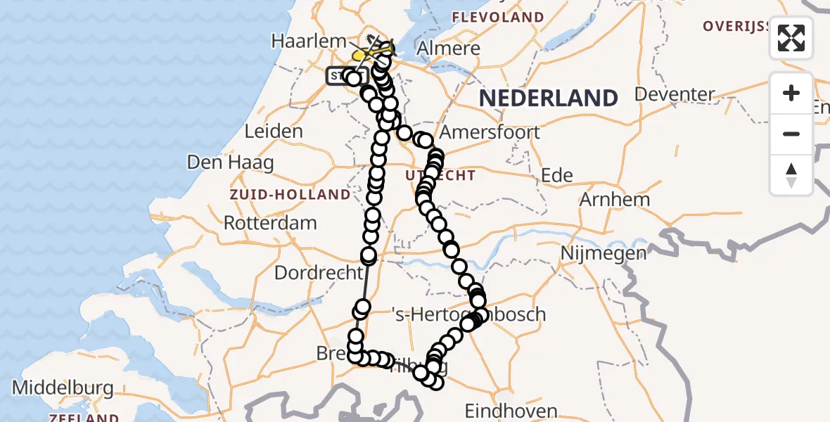 Routekaart van de vlucht: Politiehelikopter naar Amsterdam, Rietwijkeroordweg