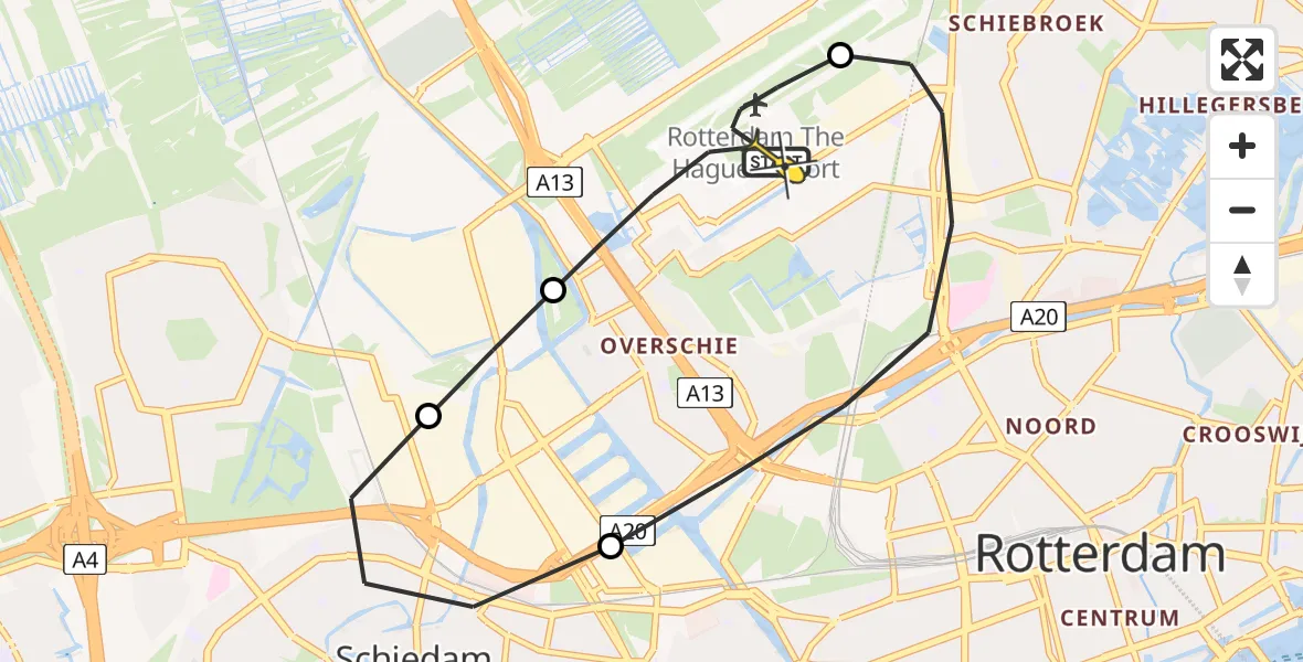 Routekaart van de vlucht: Lifeliner 2 naar Rotterdam The Hague Airport, Barajasbaan