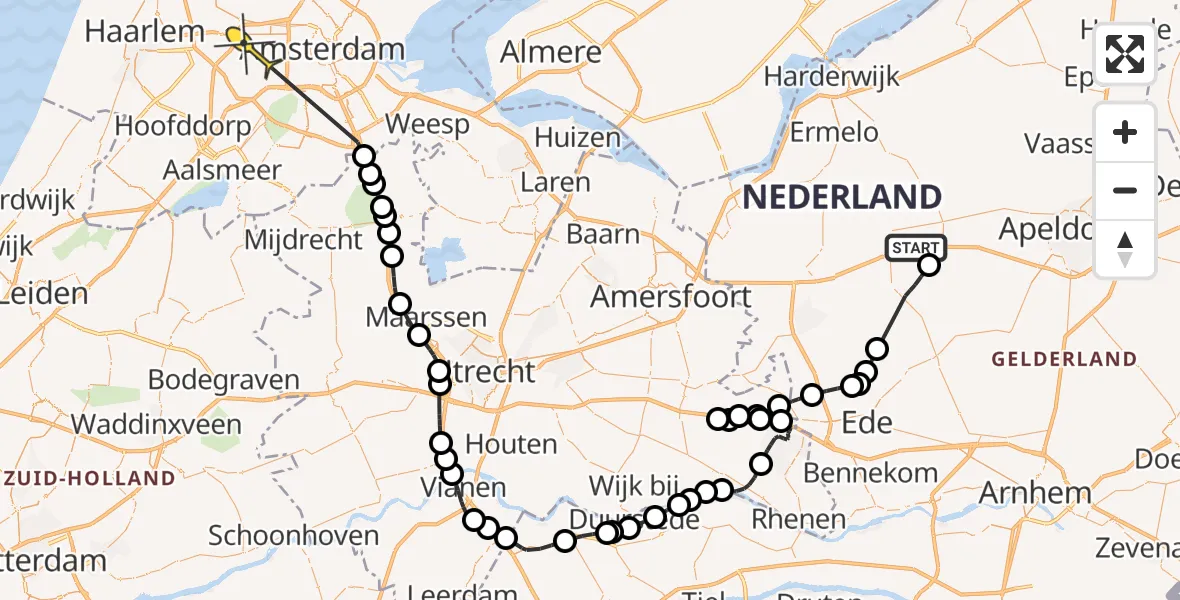 Routekaart van de vlucht: Politieheli naar Amsterdam, Heetweg