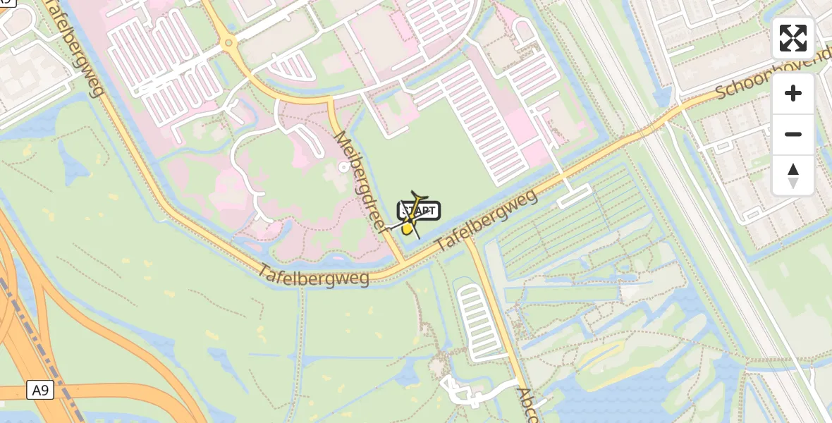 Routekaart van de vlucht: Lifeliner 1 naar Academisch Medisch Centrum (AMC), Helipad