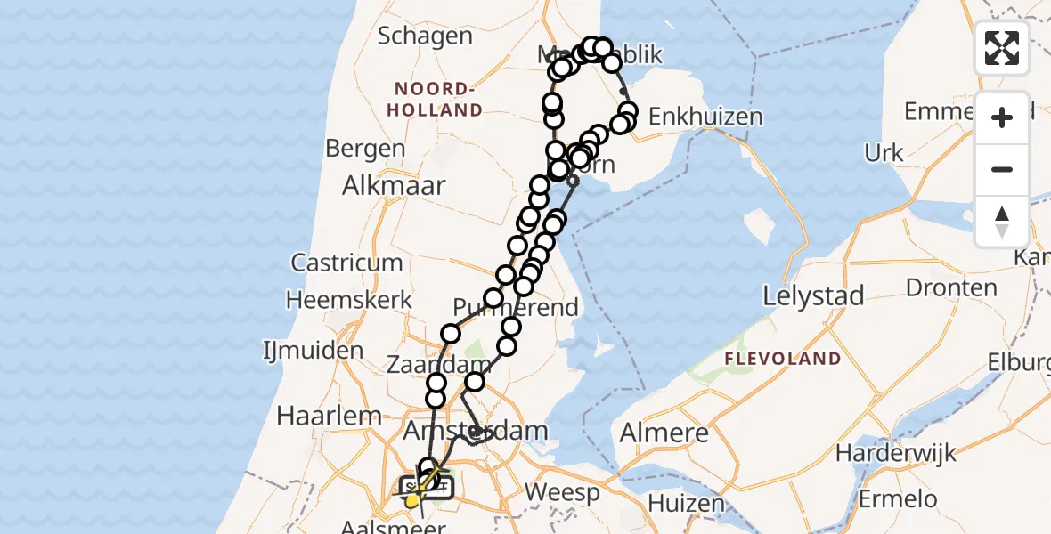 Routekaart van de vlucht: Politieheli naar Schiphol, Kraayveldstraat