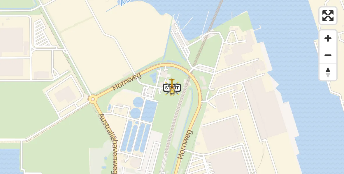 Vluchtroute Traumahelikopter van Amsterdam Heliport naar Amsterdam Heliport