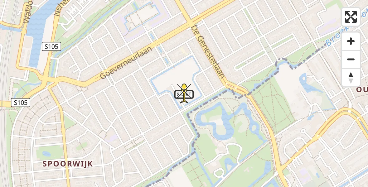 Routekaart van de vlucht: Lifeliner 1 naar Den Haag, Jan van Beersstraat