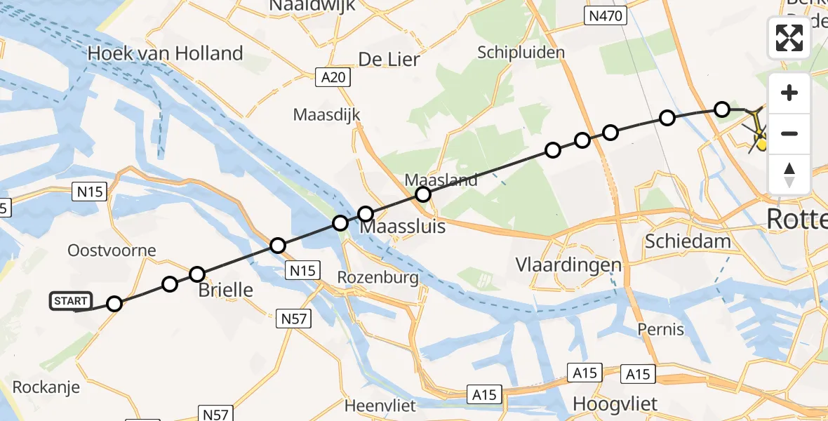 Routekaart van de vlucht: Lifeliner 2 naar Rotterdam The Hague Airport, Rietdijk