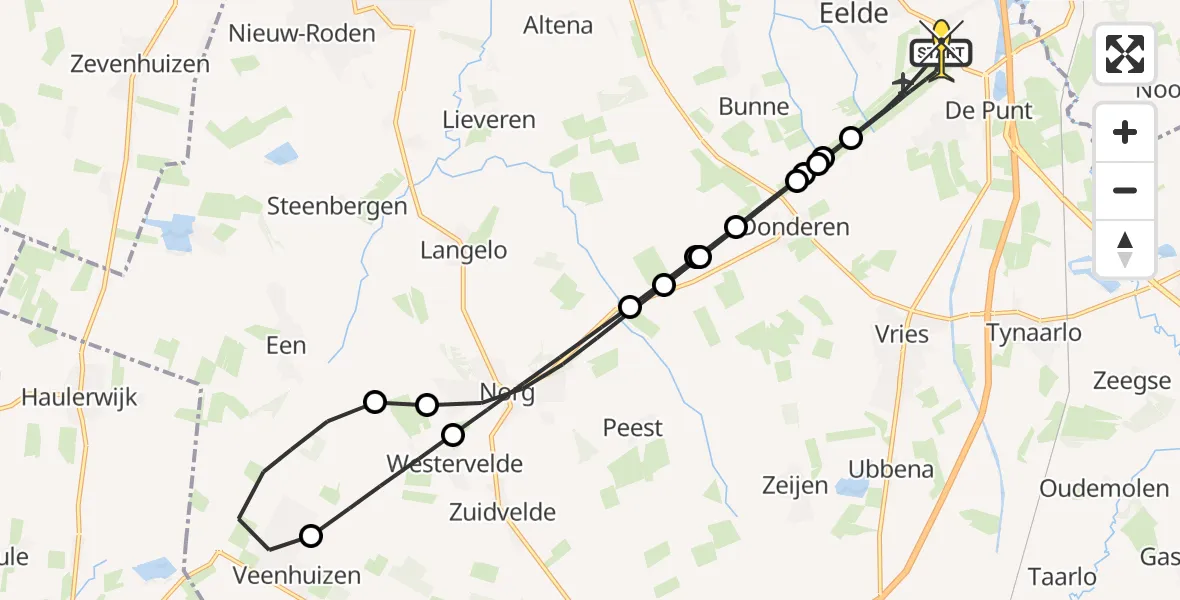 Routekaart van de vlucht: Lifeliner 4 naar Groningen Airport Eelde, Homsteeg