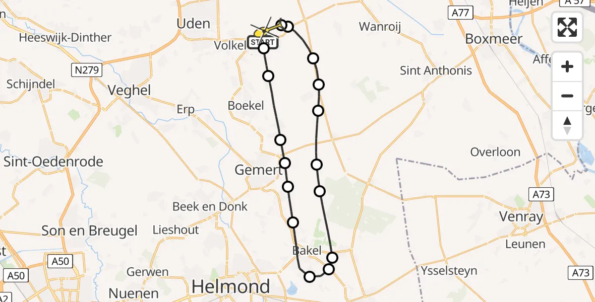 Routekaart van de vlucht: Lifeliner 3 naar Vliegbasis Volkel, Oosterheidestraat