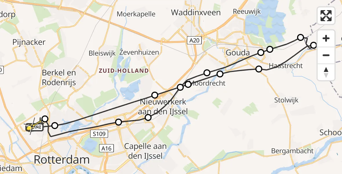 Routekaart van de vlucht: Lifeliner 2 naar Rotterdam The Hague Airport, Kastrupbaan