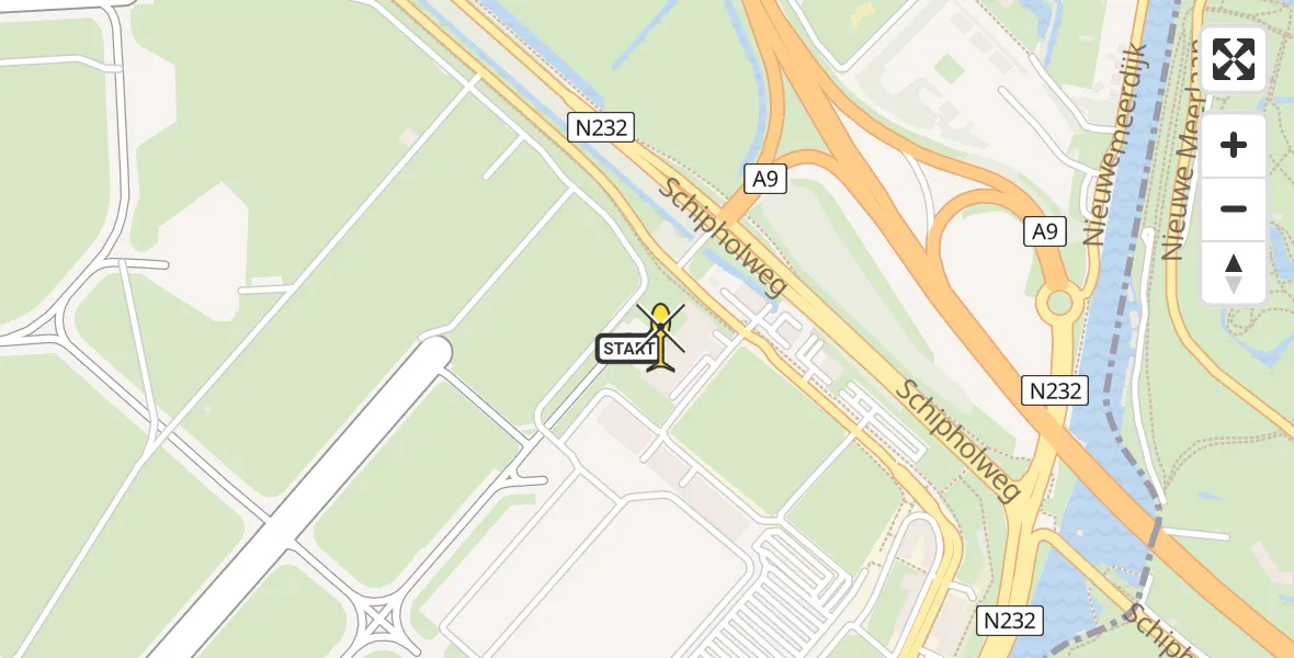 Routekaart van de vlucht: Politieheli naar Schiphol, Walaardt Sacréstraat