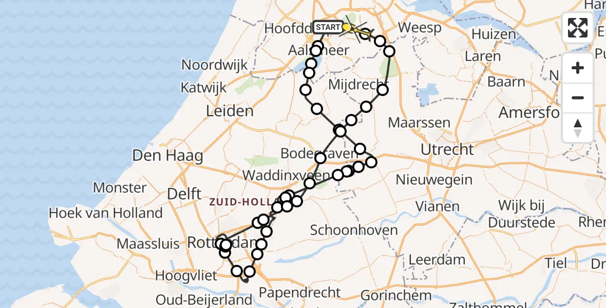 Routekaart van de vlucht: Politieheli naar Amstelveen, Aalsmeerderdijk