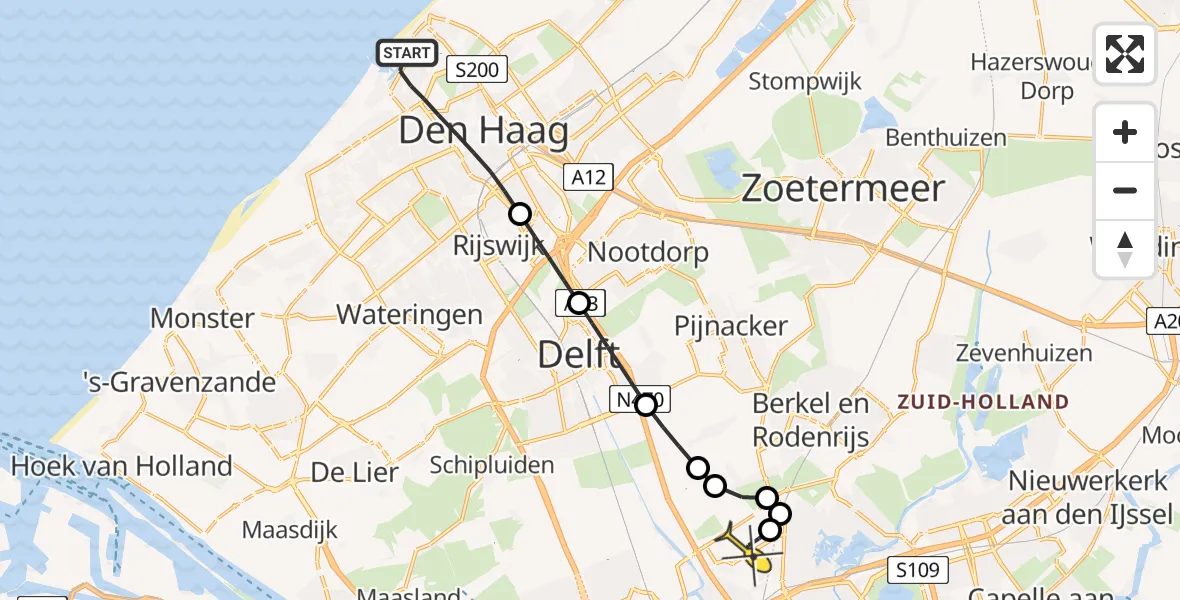 Routekaart van de vlucht: Lifeliner 2 naar Rotterdam The Hague Airport, Statenlaan