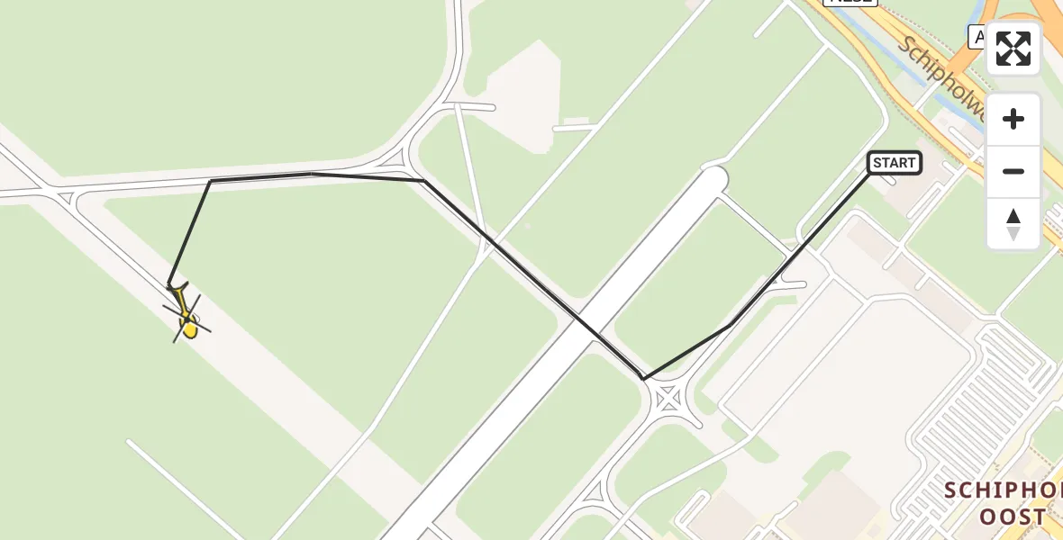 Vluchtroute Politiehelikopter van Schiphol naar Schiphol