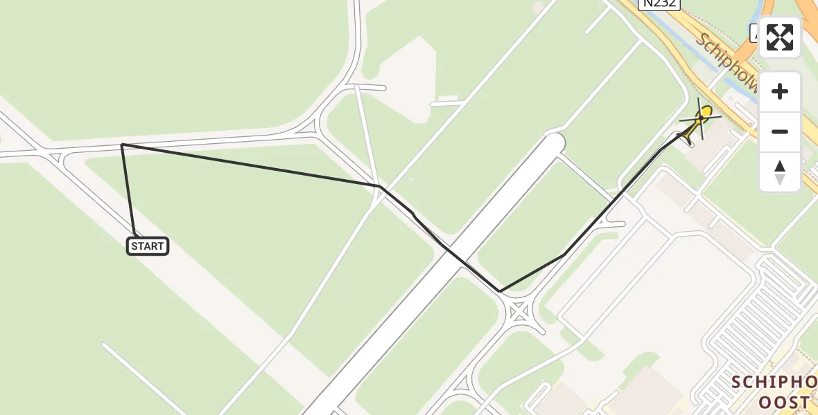 Vluchtroute Politiehelikopter van Schiphol naar Schiphol