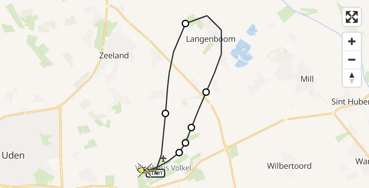 Routekaart van de vlucht: Lifeliner 3 naar Vliegbasis Volkel, Houtvennen