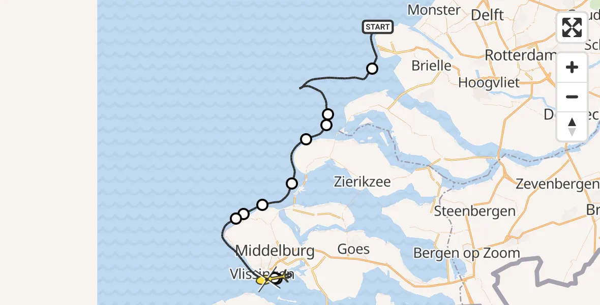 Routekaart van de vlucht: Politiehelikopter naar Vlissingen, Prinses Máximaweg