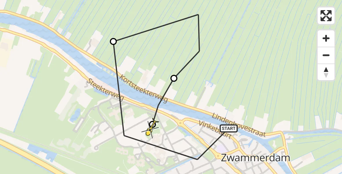 Routekaart van de vlucht: Lifeliner 2 naar Zwammerdam, Kortsteekterweg