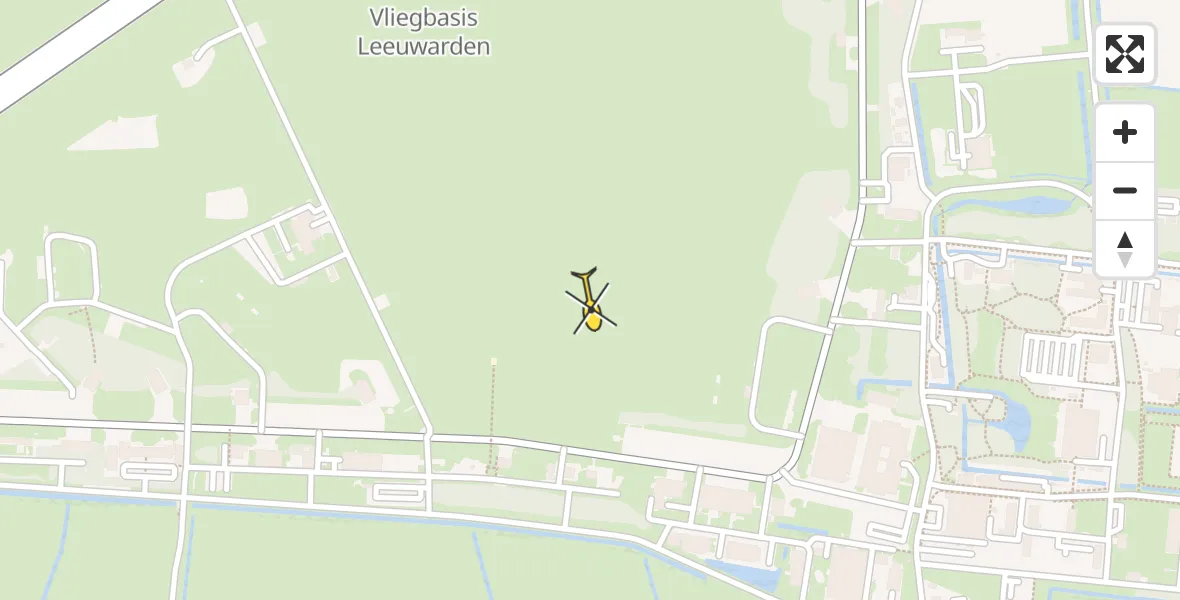 Vluchtroute Ambulancehelikopter van Vliegbasis Leeuwarden naar Vliegbasis Leeuwarden
