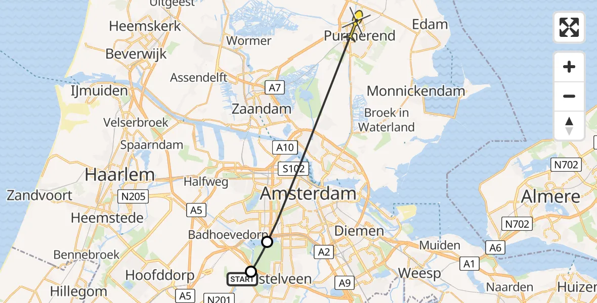 Routekaart van de vlucht: Politiehelikopter naar Purmerend, Groot kinderbad