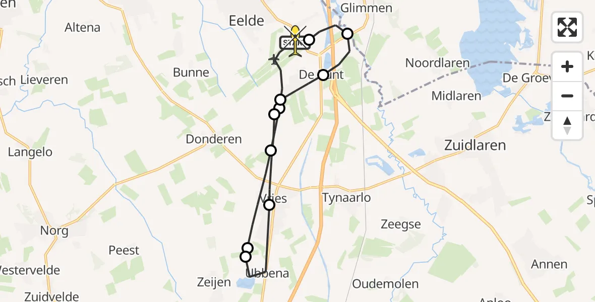 Routekaart van de vlucht: Lifeliner 4 naar Groningen Airport Eelde, Homsteeg