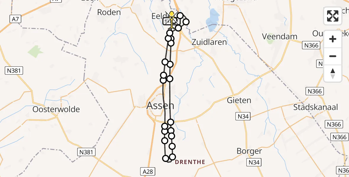 Routekaart van de vlucht: Lifeliner 4 naar Groningen Airport Eelde, Breukenweg