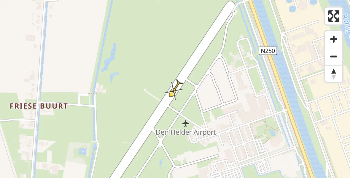 Vluchtroute Kustwachthelikopter van Vliegveld De Kooy naar Vliegveld De Kooy