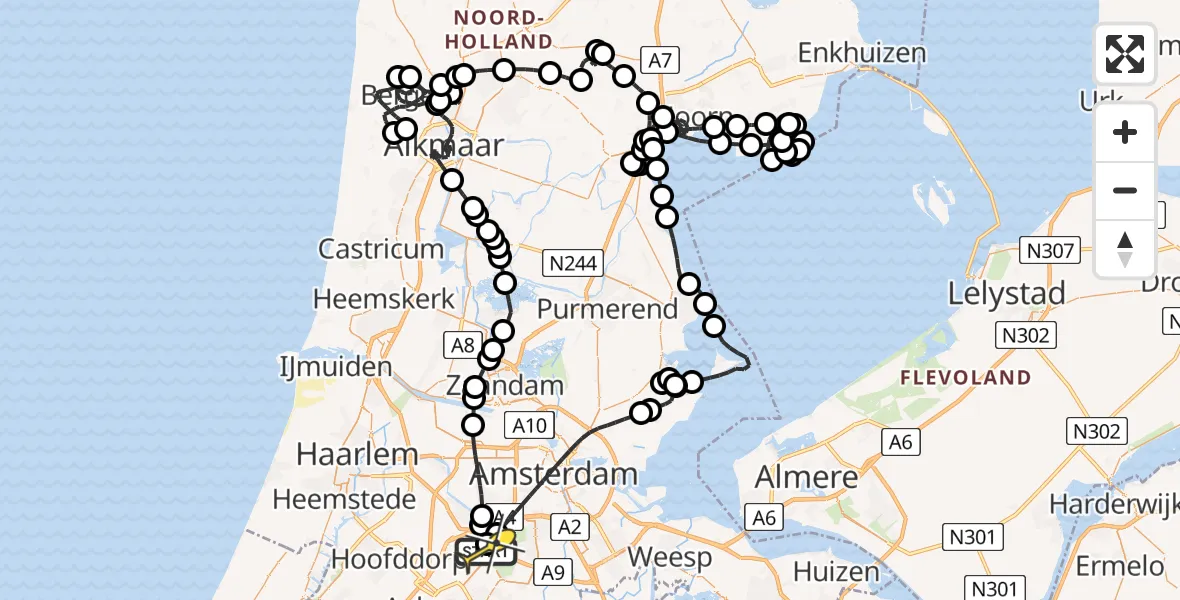 Routekaart van de vlucht: Politieheli naar Schiphol, Thermiekstraat