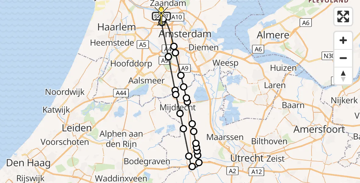 Routekaart van de vlucht: Lifeliner 1 naar Amsterdam Heliport, Maltaweg