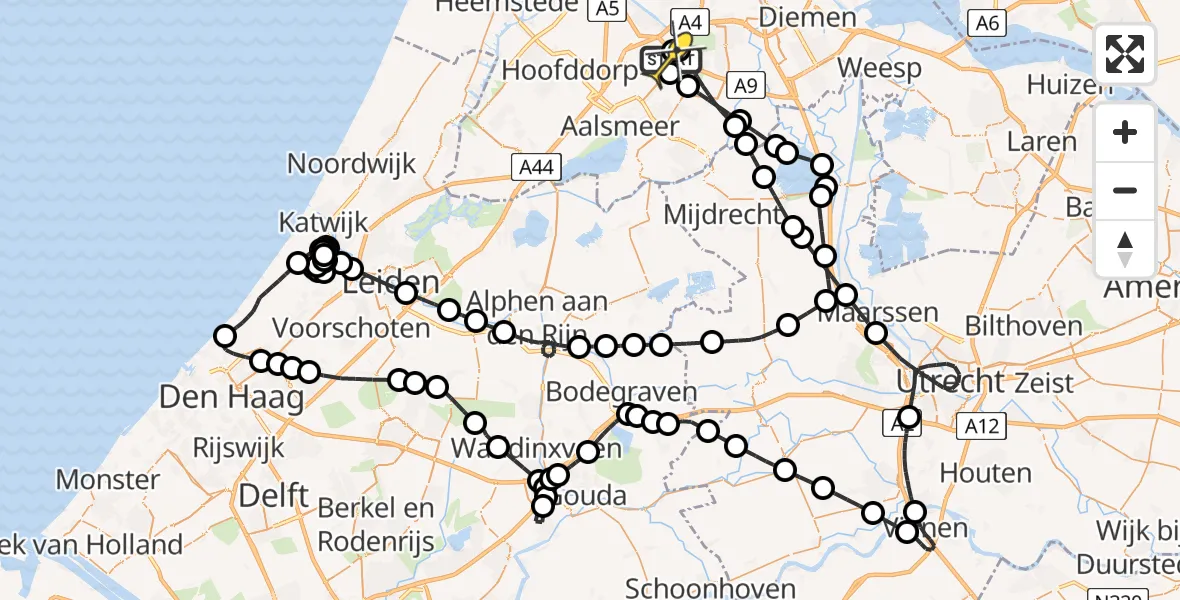 Routekaart van de vlucht: Politieheli naar Schiphol, Van Weerden-Poelmanweg