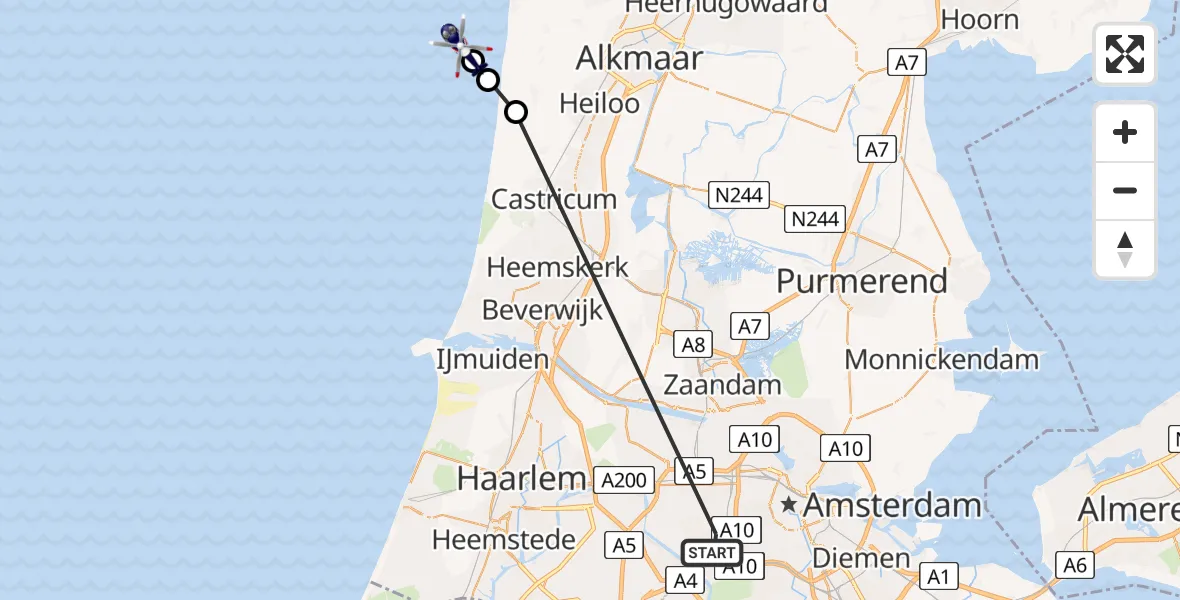 Vluchtroute Politiehelikopter Amsterdam - , 06 februari 2025, 10:01