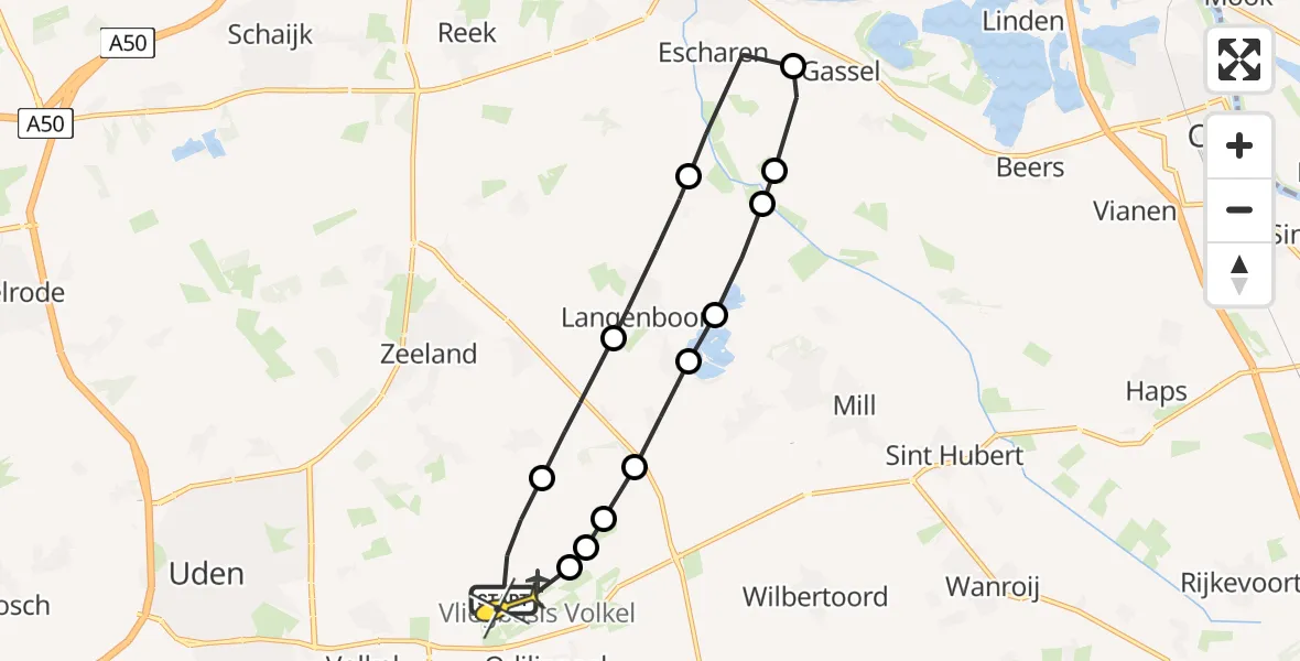 Routekaart van de vlucht: Lifeliner 3 naar Vliegbasis Volkel, Houtvennen