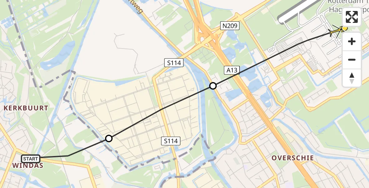 Routekaart van de vlucht: Lifeliner 2 naar Rotterdam The Hague Airport, Stuttgartstraat