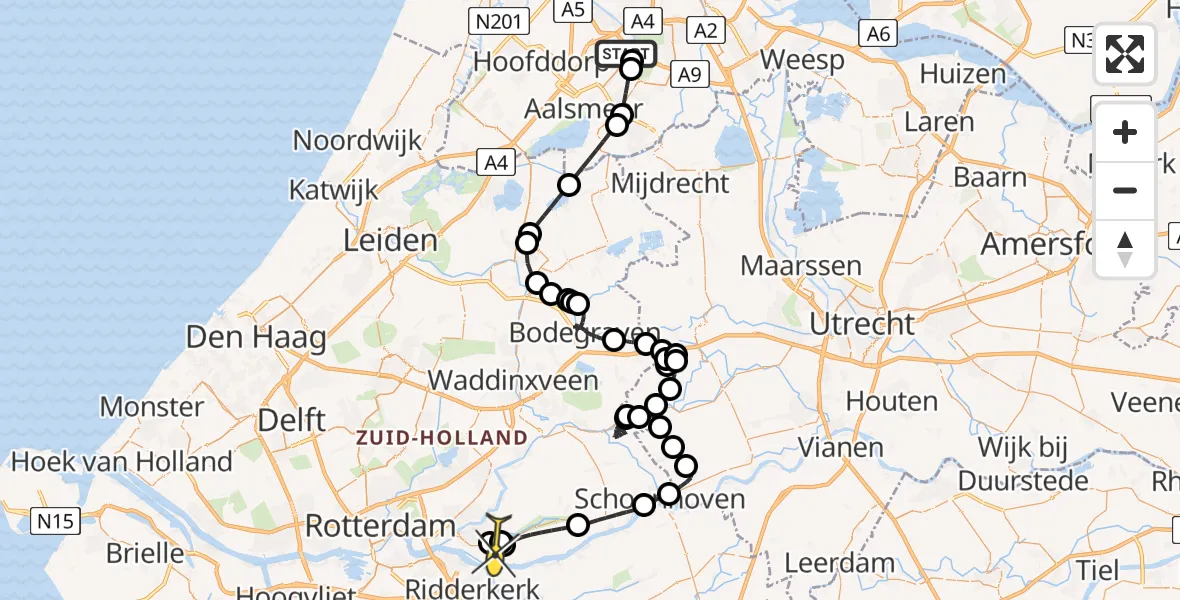 Routekaart van de vlucht: Politiehelikopter naar Krimpen aan de Lek, Goede Ree