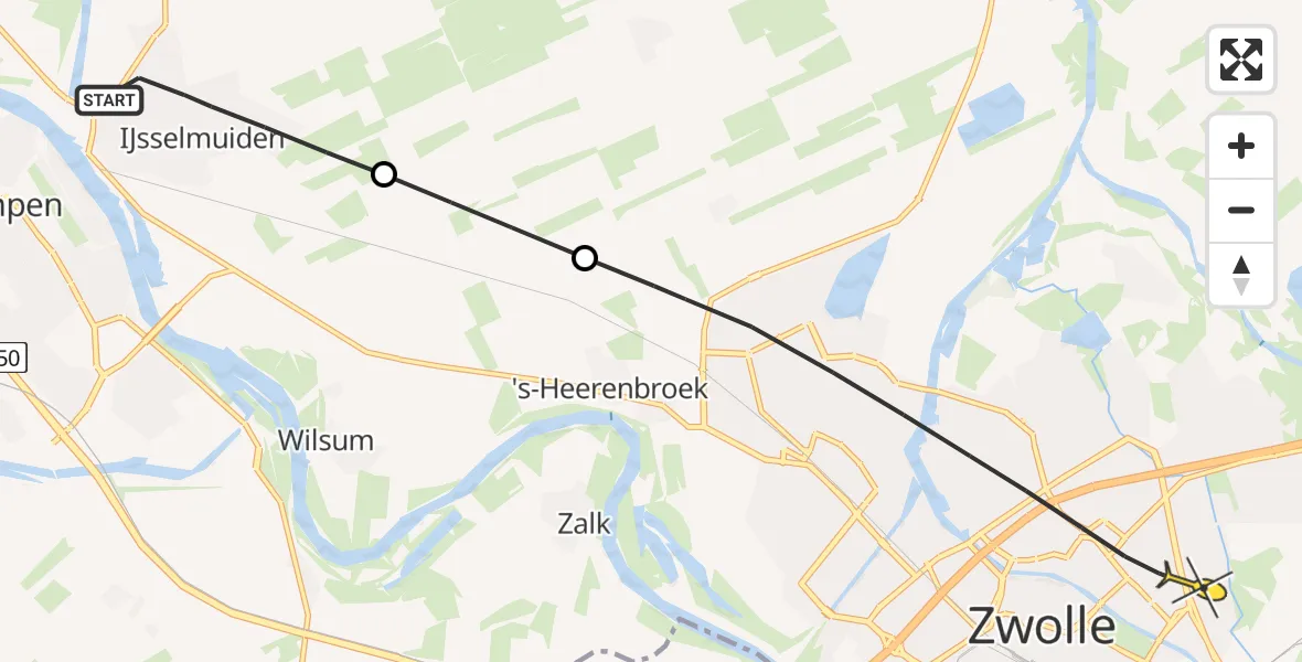 Routekaart van de vlucht: Lifeliner 1 naar Zwolle, Plasweg