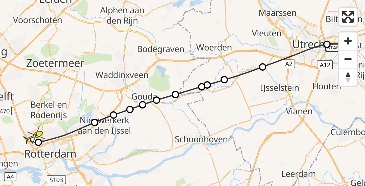Routekaart van de vlucht: Lifeliner 2 naar Rotterdam The Hague Airport, Olympos