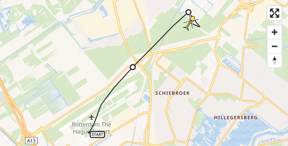 Routekaart van de vlucht: Lifeliner 2 naar Rotterdam, Doenkadepad