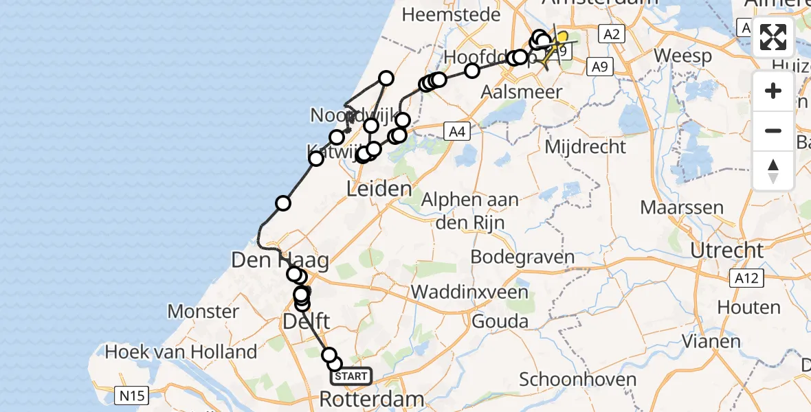 Routekaart van de vlucht: Politieheli naar Schiphol, Brandenburgbaan