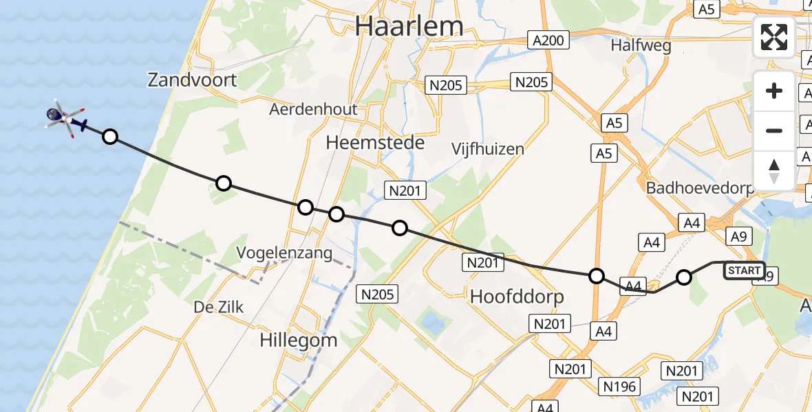 Vluchtroute Politiehelikopter Schiphol - , 06 februari 2025, 16:28