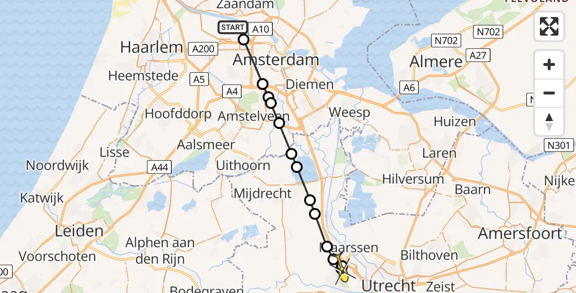 Routekaart van de vlucht: Lifeliner 1 naar Utrecht, Kompasweg