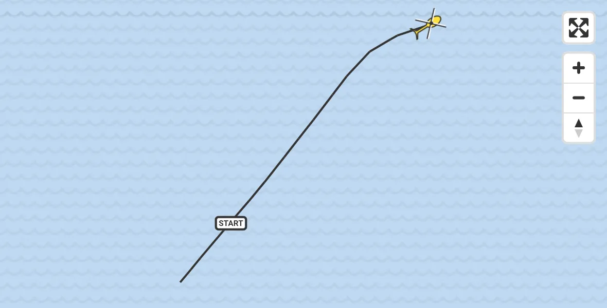 Routekaart van de vlucht: Kustwachthelikopter naar 