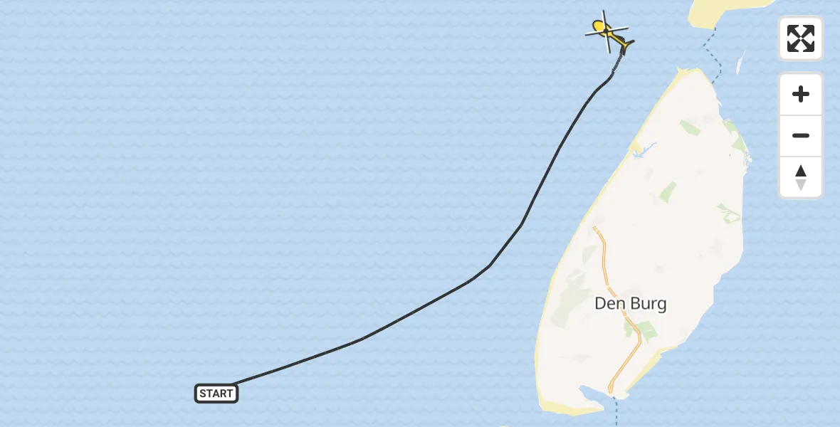 Routekaart van de vlucht: Kustwachthelikopter naar 