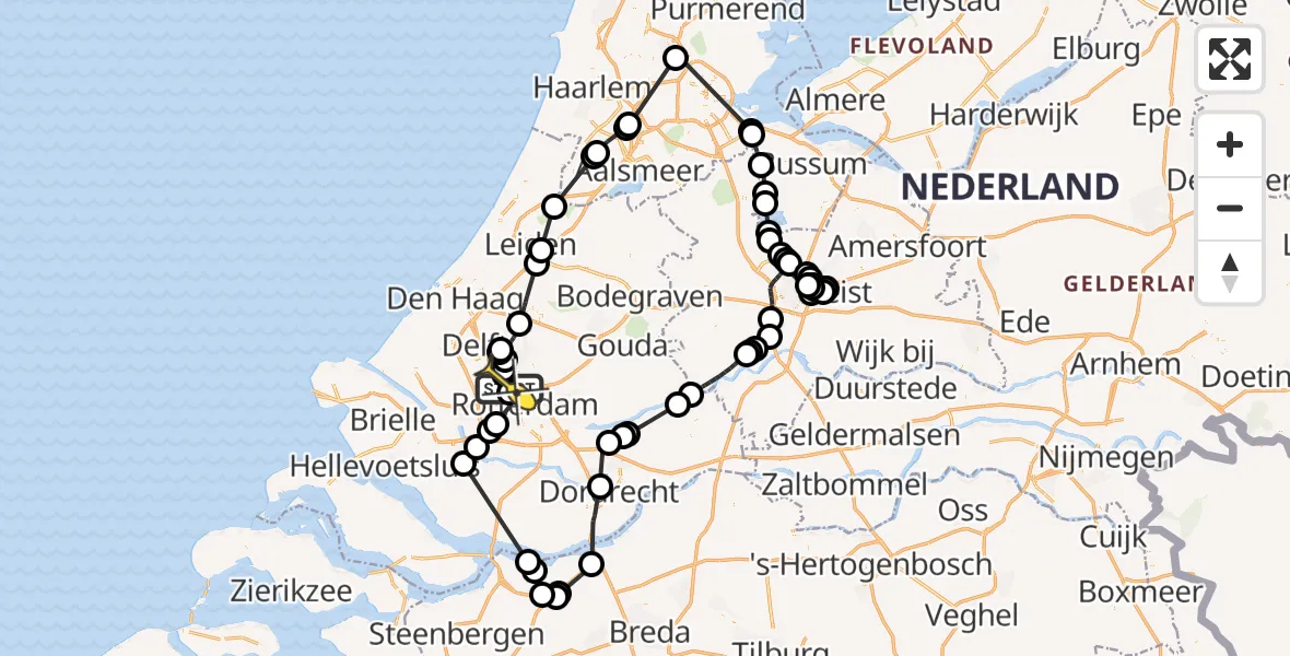 Routekaart van de vlucht: Politieheli naar Rotterdam The Hague Airport, Hofweg