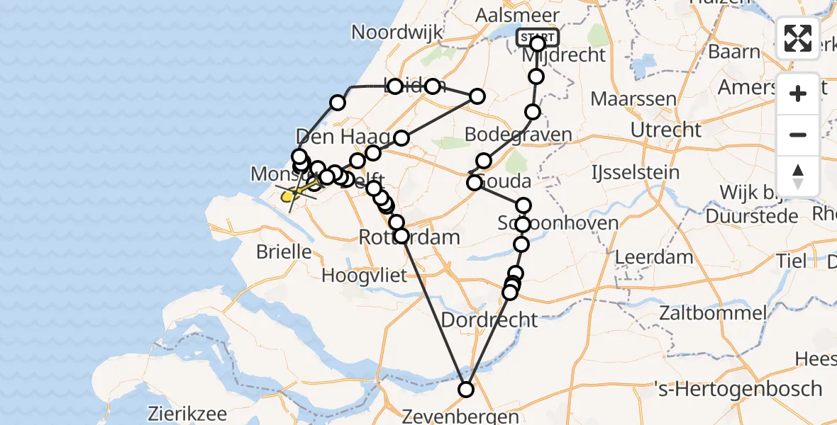 Routekaart van de vlucht: Politiehelikopter naar Naaldwijk, Ringsloot