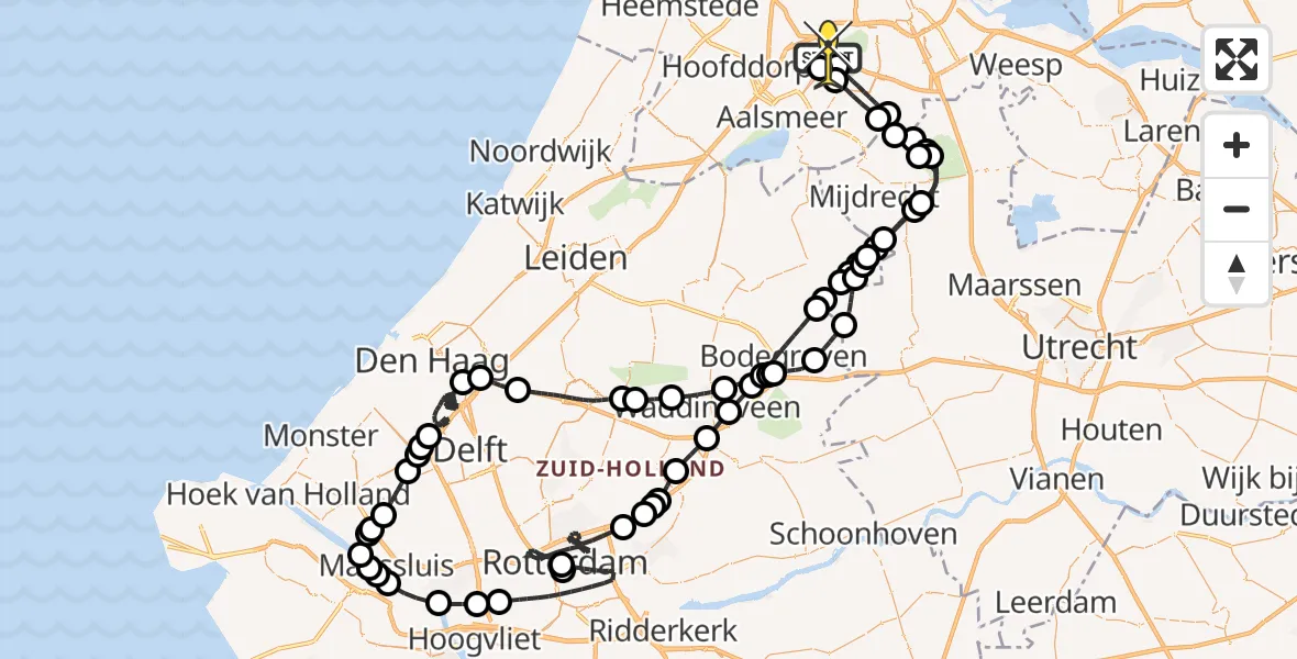 Routekaart van de vlucht: Politieheli naar Schiphol, Thermiekstraat
