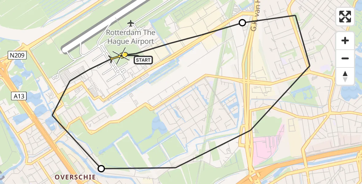 Routekaart van de vlucht: Lifeliner 2 naar Rotterdam The Hague Airport, Gilze-Rijenstraat