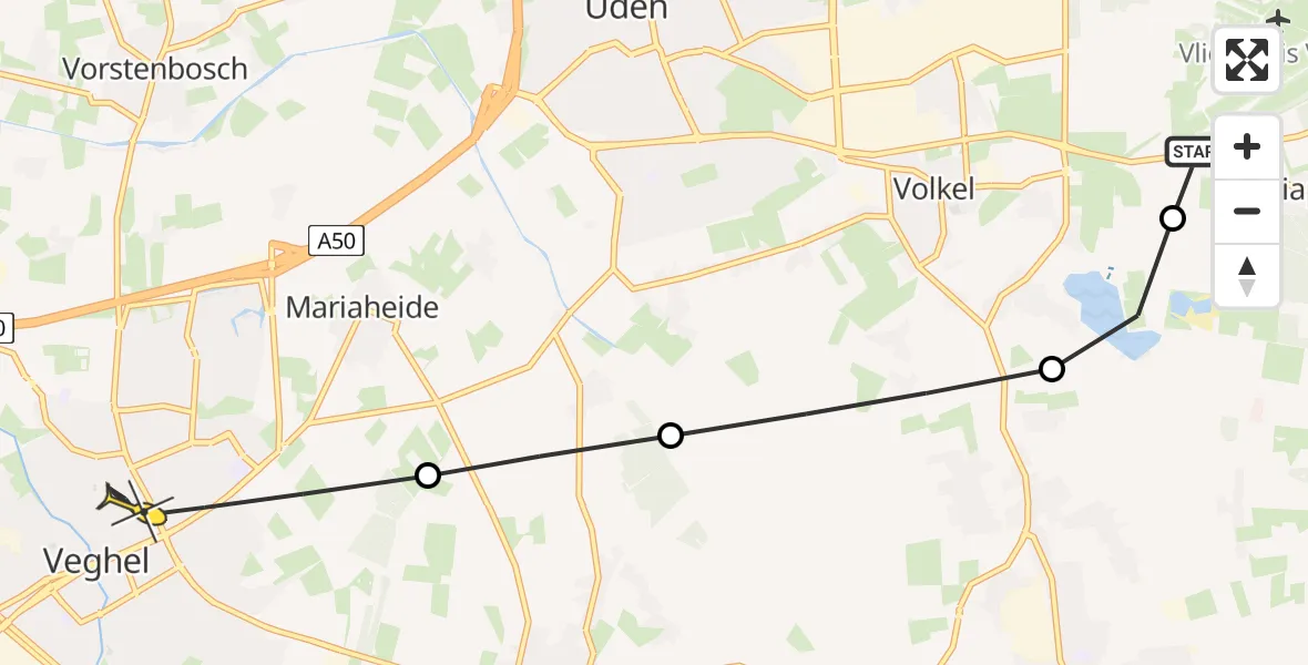 Routekaart van de vlucht: Lifeliner 3 naar Veghel, Kwabbestraat