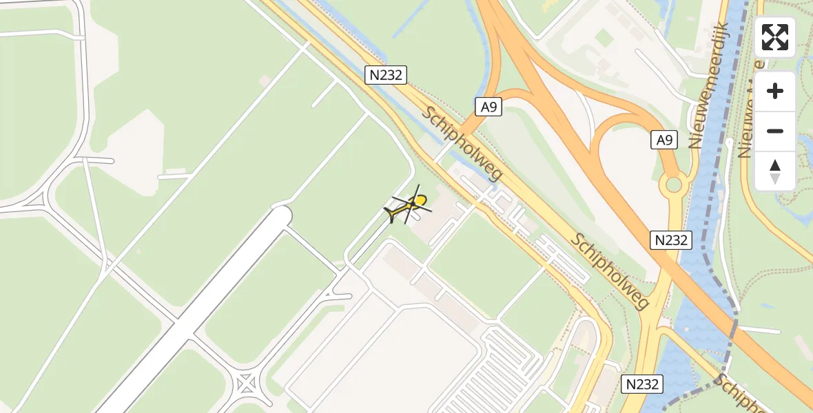 Routekaart van de vlucht: Politieheli naar Schiphol