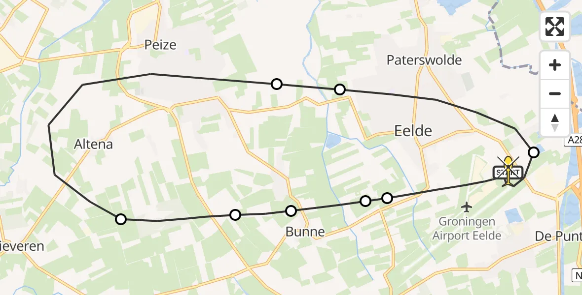 Routekaart van de vlucht: Lifeliner 4 naar Groningen Airport Eelde, Oosterbroek