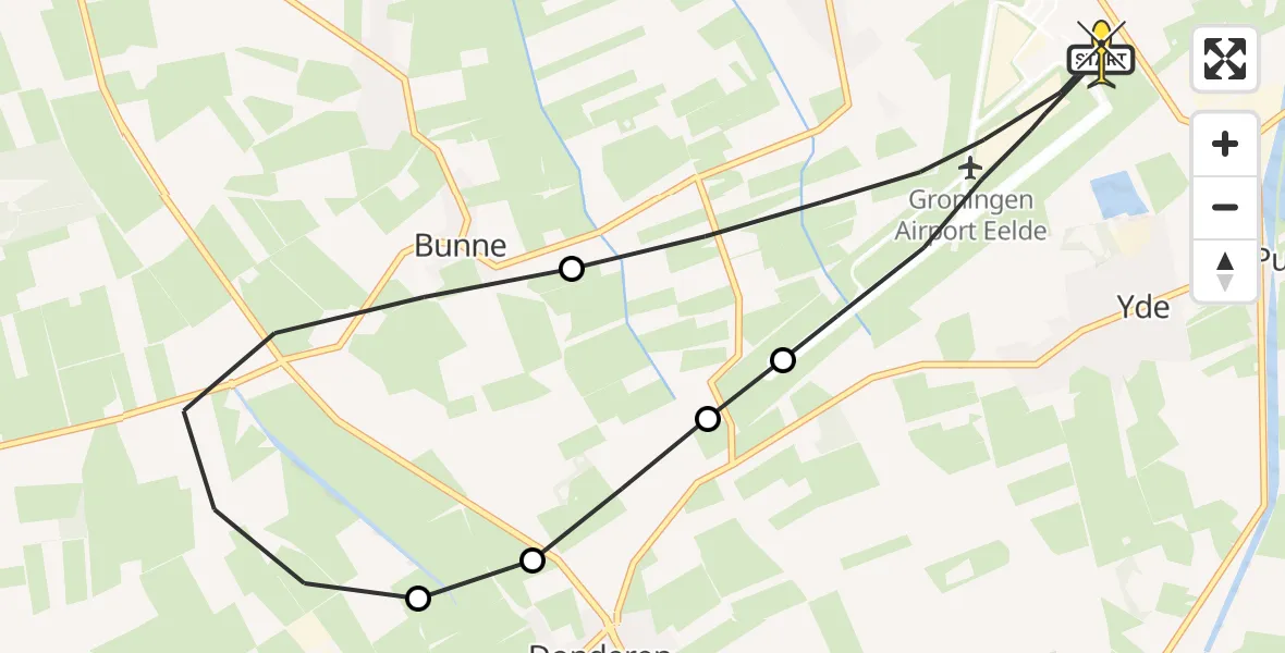 Routekaart van de vlucht: Lifeliner 4 naar Groningen Airport Eelde, Veldkampweg